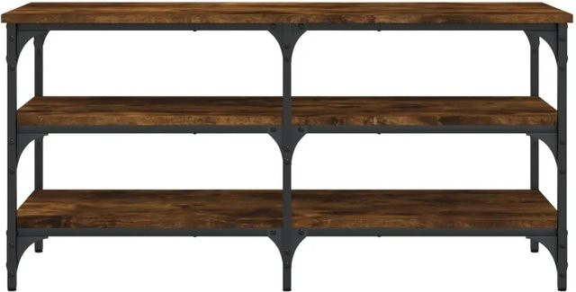 vidaXL Schuhbank mit Schuhregal aus Holzwerkstoff und Metall in Räuchereiche, B/T/H: 100 x 38,5 x 49 cm - Bild 1