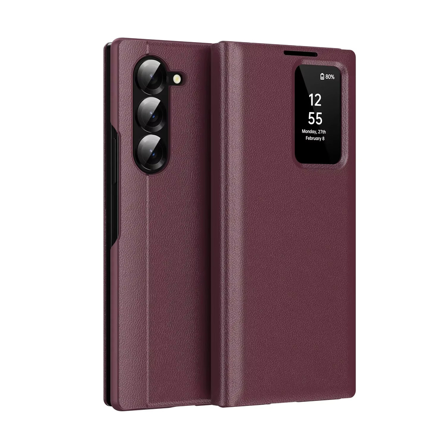 Premium Business Leder Klapphülle mit intelligentem Fenster für Samsung Galaxy Z Fold 7, 6, 5, 4 in Grün und Multicolour, stoßfeste Schutzhülle - Bild 2