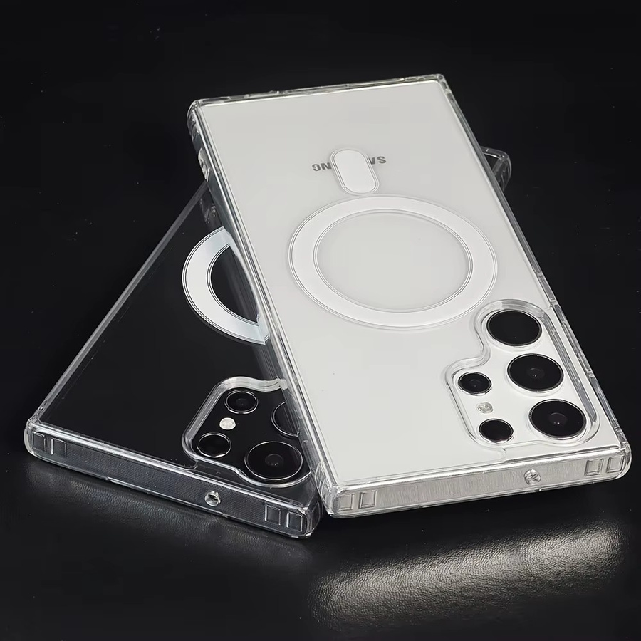 Transparente magnetische Handyhülle für Samsung Galaxy S22 S23 S24 S25 S26 Ultra Plus mit kabelloser Ladefunktion in Weiß - Bild 3