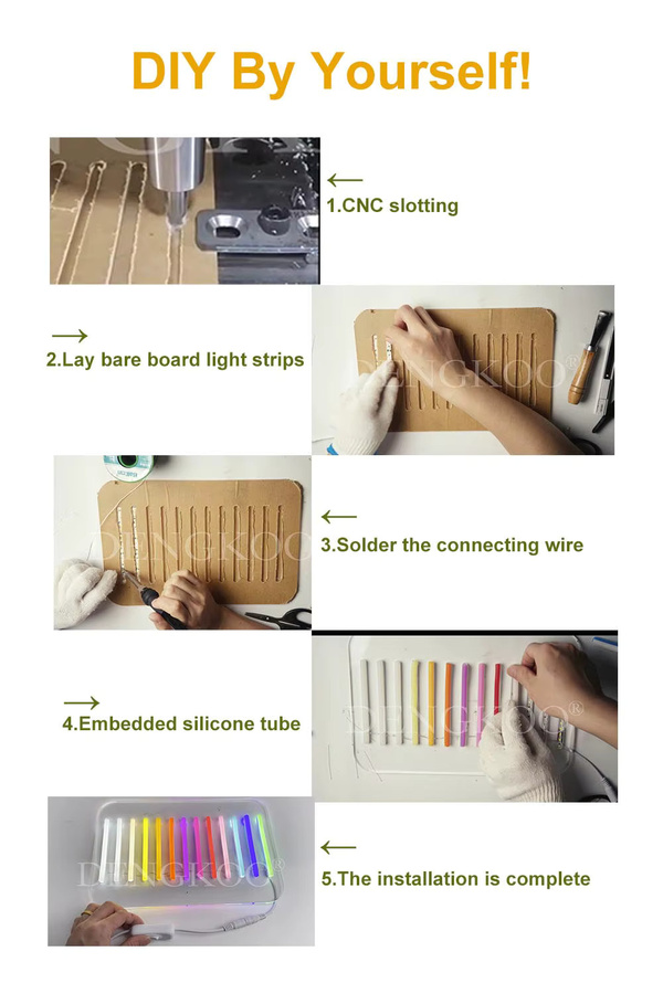 DENGKOO S-förmiger LED-Streifen DC12V, RGB Multicolour, biegsame Neonschild-Lichterkette mit 120 LED/m, Breite: 0,6 cm - Bild 6
