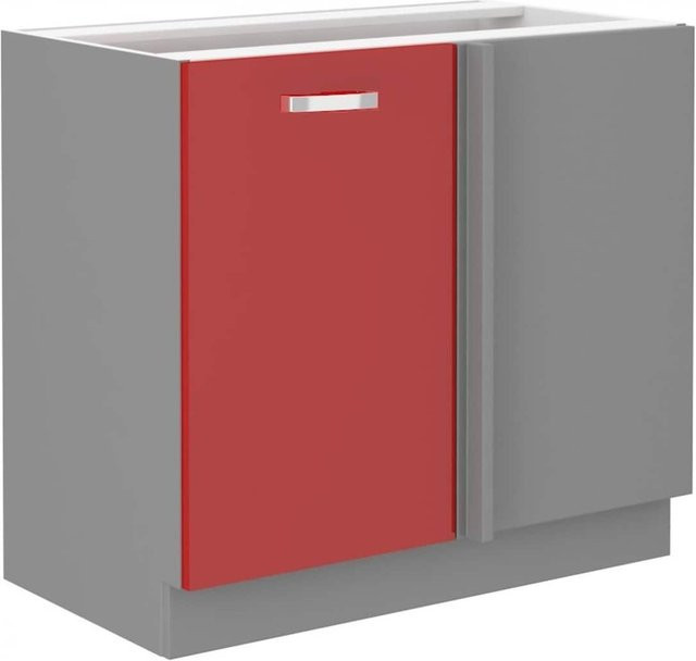Eckunterschrank Bianca Rot Hochglanz Küchenzeile in Rose, Breite: 105 cm - Bild 1