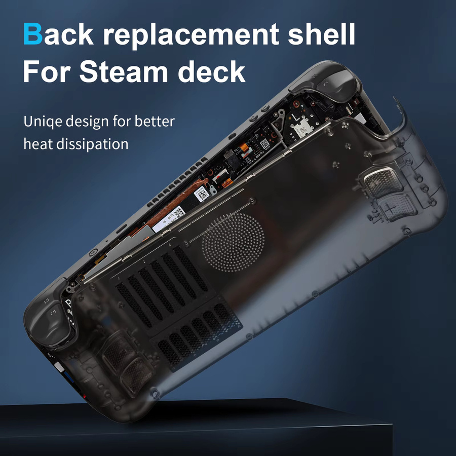 Kolorkoli Ersatzgehäuse für Steam Deck LCD Konsole, Frontplatte und Rückplatte, Transparent/Schwarz - Bild 2