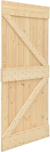 vidaXL Schiebetür NARVIK in Natur und Schwarz, moderne Schiebetür aus Holz und Stahl, B: 80 cm, H: 210 cm - Bild 1