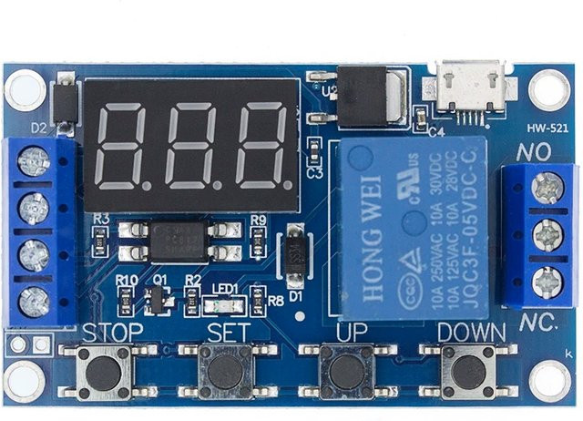 Einstellbares 6–30 V Relaismodul mit Zeitverzögerung und Zyklusfunktion in Blau - Bild 1