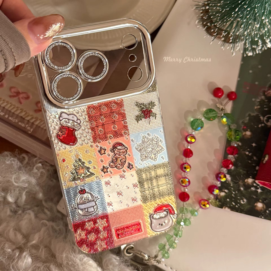 MUQGEW Glitzer Handyhülle mit Gittermuster und Kette für iPhone 11 bis iPhone 17 Pro Max Plus, stoßfeste Hartschale, Mehrfarbig - Bild 2
