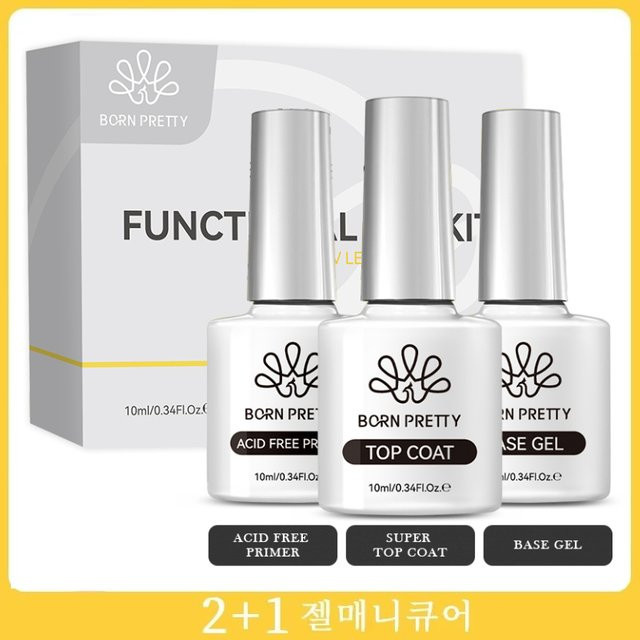 Born Pretty Gel-Kit Basis Gel, Top Coat, 3 Stück, 10 ml, glänzend - Bild 1