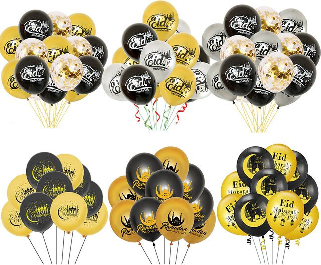 Eid Mubarak Latex Ballons mit Mond und Sternen für Ramadan Kareem Dekorationen - Bild 1