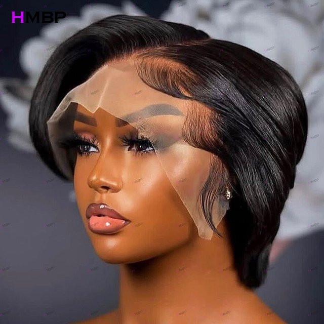 HMBP Glueless Lace Frontal Perücke, Echthaar, glatter Bob, 5x5 Closure - Bild 1