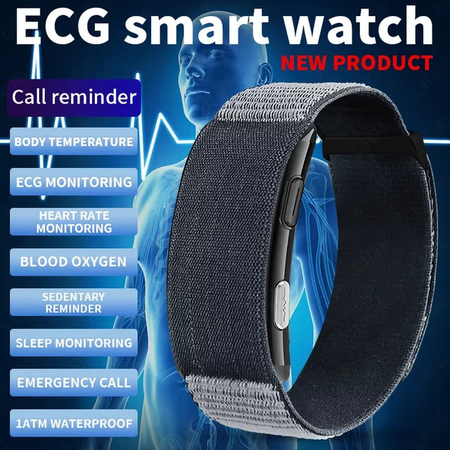 LIGE Smartwatch Fitness Tracker mit EKG, Blutdruck- und Temperaturmessung, wasserdicht, Schwarz - Bild 1