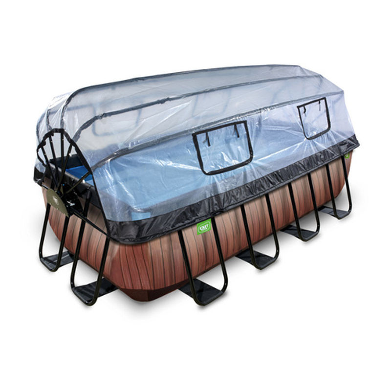 EXIT Wood Pool Braun mit Sandfilterpumpe und Abdeckung B/T/H: 400 x 200 x 100 cm - Bild 3