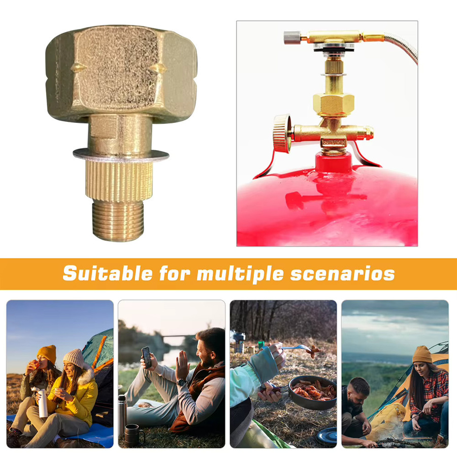 APWIKOGER Outdoor-Kocher-Adapterkopf aus Aluminiumlegierung in Gold für die Verbindung von LPG-Tanks zu Camping-Kochern - Bild 4