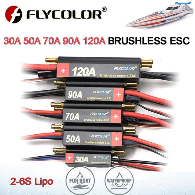FlyColor RC Boot ESC, Wasserdichter Bürstenloser Geschwindigkeitsregler mit Programmkarte - Bild 1