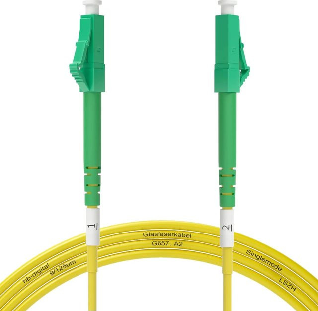 hb-digital Glasfaser Patchkabel Simplex LC/APC-LC/APC Gelb, Länge: 1 m, G.657.A2 - Bild 1
