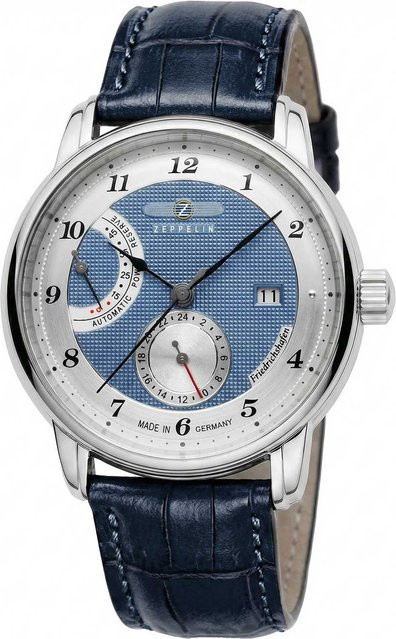 Zeppelin Herrenuhr Automatik, Edelstahl, 42 mm, Blau, Leder, 5 ATM - Bild 1