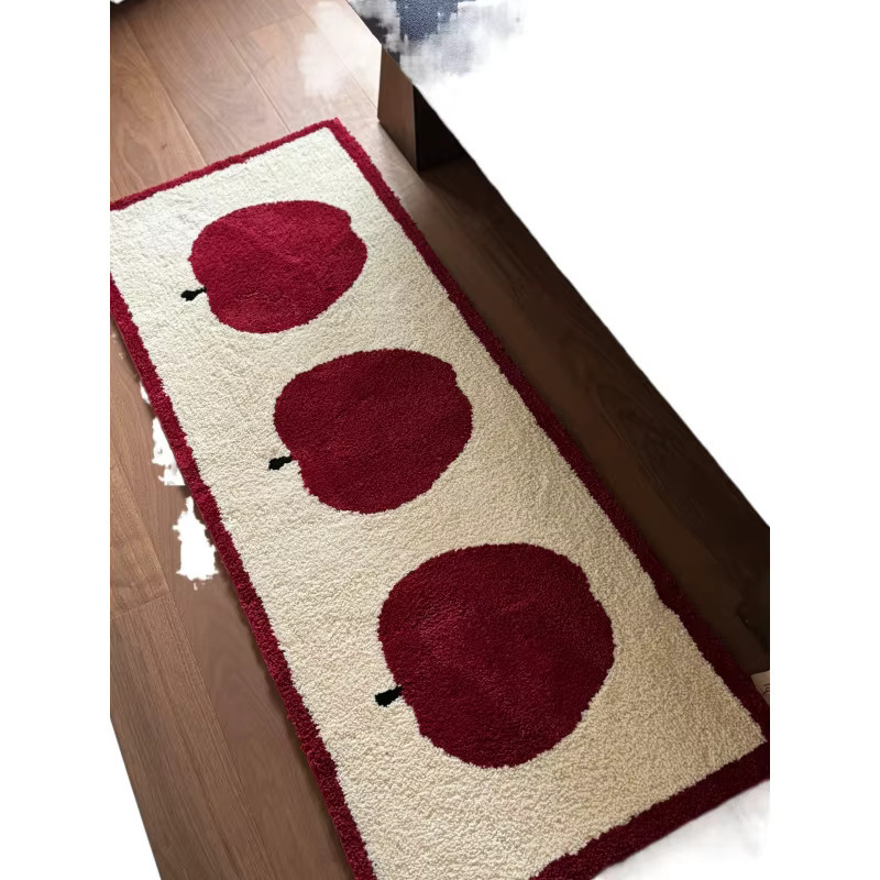 VIKAMA Apfel-Teppich rot gestreift, weicher und flauschiger Teppich für Wohnzimmer, Schlafzimmer und Flur, B/T: 120 x 120 cm - Bild 6