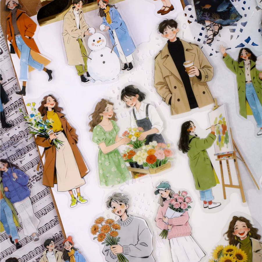20 Stück Leisurely Collection Ästhetische Mode-Figuren PET-Aufkleber für DIY Tagebuch und Scrapbook, Mehrfarbig - Bild 2