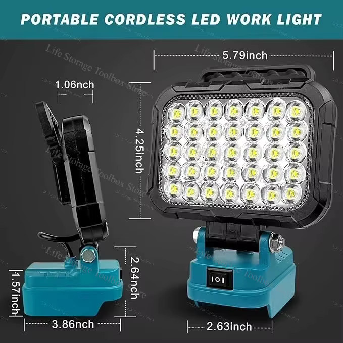 Makita LED-Tragbare Lichtlaterne in Schwarz mit USB-Ladeanschluss und Haken für Makita 18 V Li-Ionen-Akkus - Bild 5