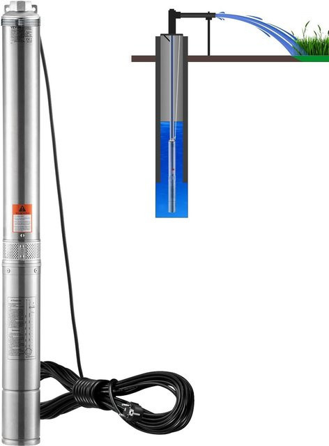 Buying Solutions, MB Tiefbrunnen-Tauchpumpe aus Edelstahl in Silber mit 2200W und 9,8 m³/h Förderleistung - Bild 1