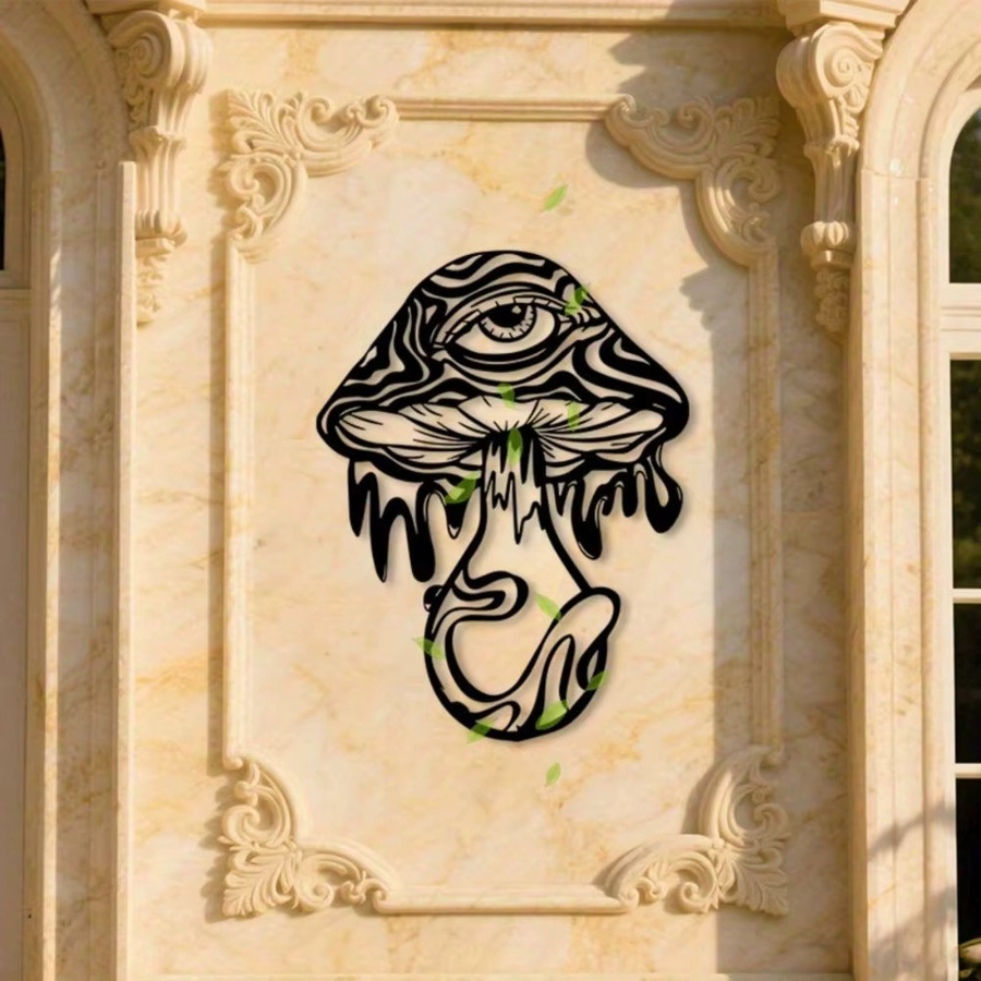 CIFBUY Eisen-Pilz-Wandkunst in Schwarz als abstrakte Metall-Dekoration für den Garten und Außenbereich - Bild 5