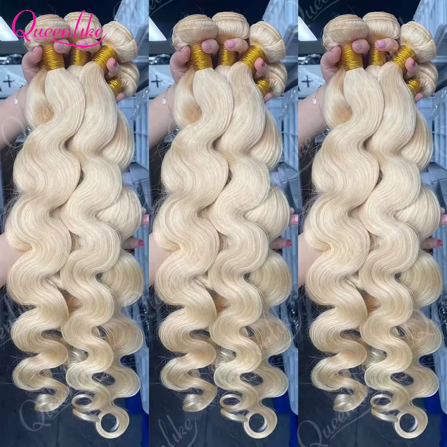 Queenlike Haarverlängerung Brasilianische Haarwebart Bundles, Blond, Körperwelle - Bild 2