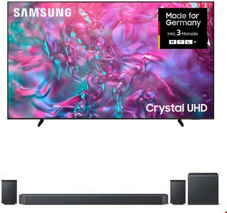 Samsung Crystal UHD AI TV 247 cm (98 Zoll) Graphitschwarz mit HW-Q995GF Soundbar Titanschwarz, 4K LCD Smart-TV mit 120 Hz und DVB-T2/C/S2 - Bild 1