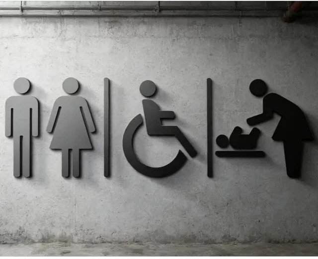 CIFBUY 3D-Acryl-Toilettenschild für barrierefreien Baby-Wickelbereich in Schwarz - Bild 1