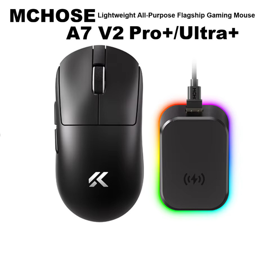 MCHOSE A7 V2 Pro Ultra Kabellose Gaming-Maus in Weiß mit PAW3395 Sensor, 42000 DPI und 8KHz Tri-Mode Technologie - Bild 6