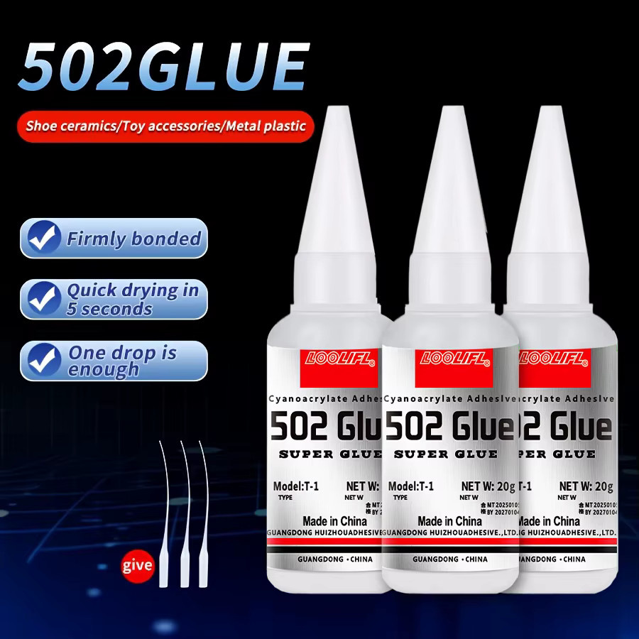 Loolifl 502 Cyanacrylat-Kleber, starker und sofort trocknender Flüssigkleber für Leder, Gummi, Holz und Metall, transparent - Bild 3