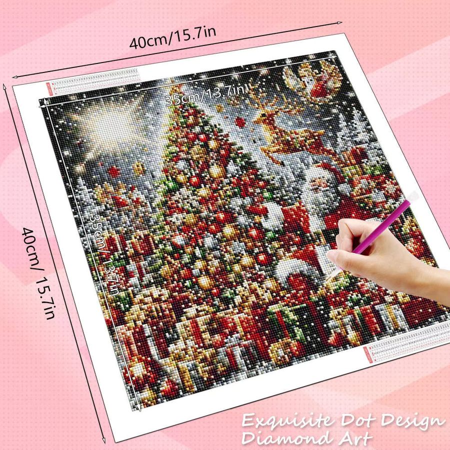 HUACAN Diamant-Gemälde Weihnachtsmann Landschaft mit runden Bohrern als Diamant-Mosaik zur Heimdekoration - Bild 2