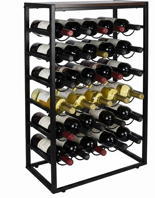 Relaxdays Weinregal aus Eisen und MDF in Schwarz und Braun für 30 Flaschen, höhenverstellbar, B/T/H: 59 x 30 x 88 cm - Bild 1