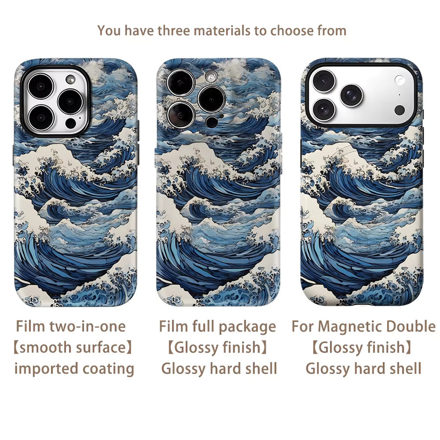 Great Wave Revival Magnetische Handyhülle für iPhone 17 16 15 14 Pro Max Plus, Robuste Einzel- und Doppelschichtige Schutzhülle, Multicolour - Bild 2
