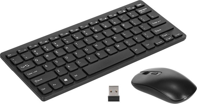 Koogeelife KM901 Tastatur-Maus-Set, kabellose 2,4 GHz Kombination, Mini-Tastatur mit 78 Tasten und Maus, Schwarz - Bild 1