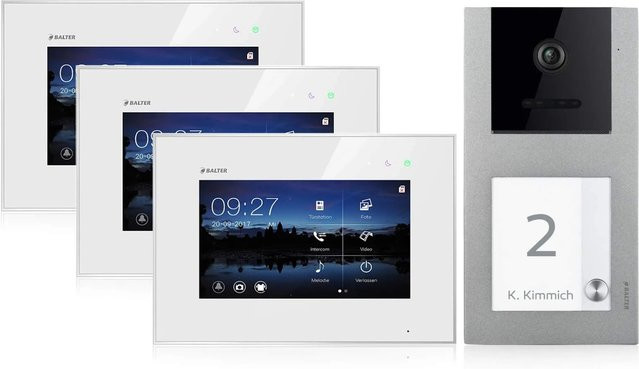 Balter EVO Video-Türsprechanlage Aufputz für Einfamilienhäuser mit 3x 7 Zoll Monitoren in Silber-Weiß - Bild 1