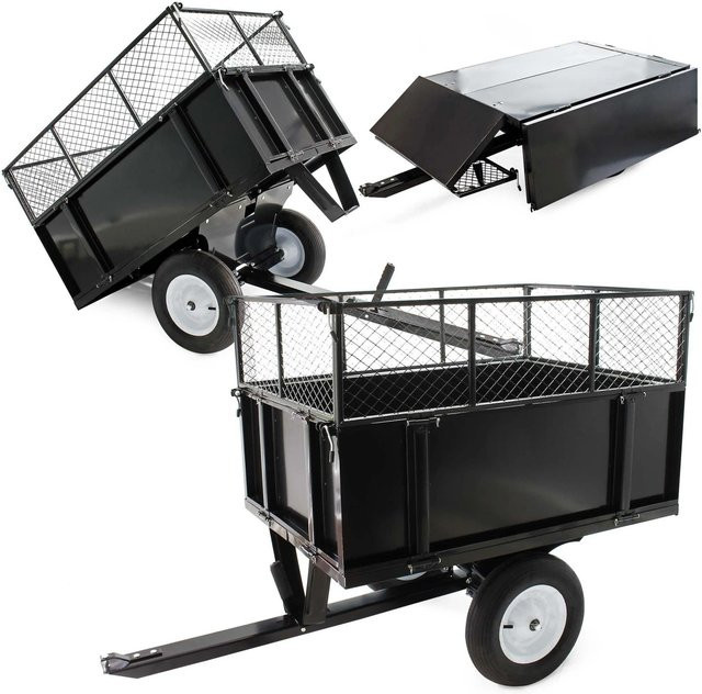 Wiltec Kippanhänger für Rasentraktor mit 300 kg Traglast, B/T/H: 166,5 x 77,5 x 106 cm - Bild 1