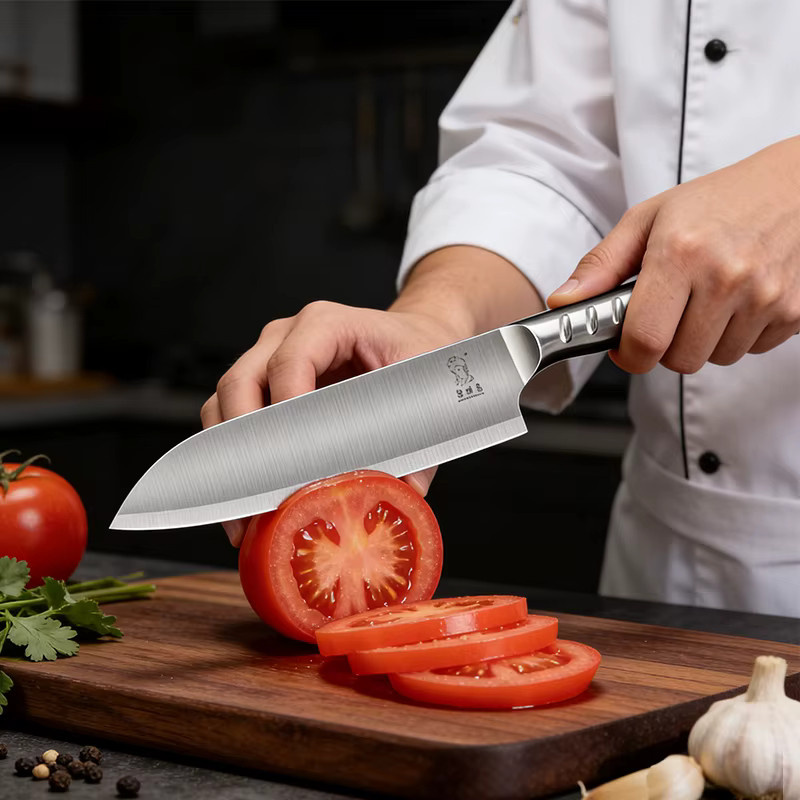 WXCOO Japanisches Küchenmesser aus Edelstahl in Silber, 7 Zoll Chef Knife - Bild 3