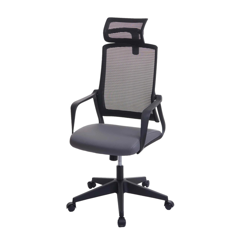 Ergonomischer Proregal Bürostuhl in Grau aus Kunstleder mit Kopfstütze und Armlehnen, H x B x T: 128 x 64 x 66 cm, Sitzhöhe: 44 cm - Bild 2
