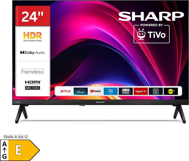 Sharp 24HE2745E Smart TV LED Fernseher 24 Zoll in Schwarz mit HD Auflösung, HDR und TiVo - Bild 2