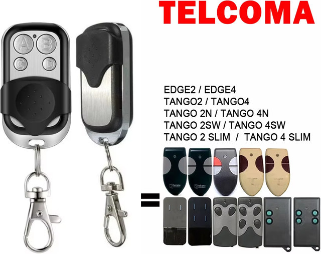 TELCOMA Klon-Garagentor-Fernbedienung als Festcode-Schlüsselanhänger für EDGE2 EDGE4 TANGO2 TANGO4 2SW 4SW 2 SLIM 4 SLIM in Schwarz 433,92 MHz - Bild 1