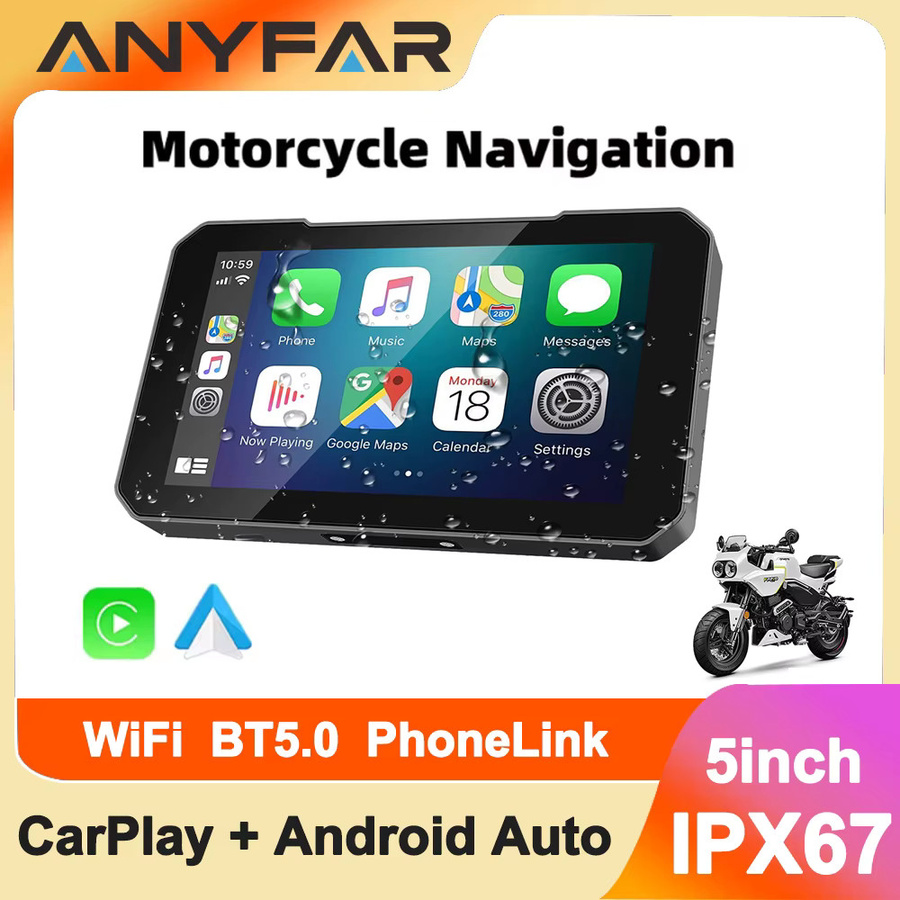 Wasserdichtes 6 Zoll Motorrad-GPS-Navigationsgerät mit kabellosem CarPlay und Android Auto sowie Bluetooth in Schwarz - Bild 6