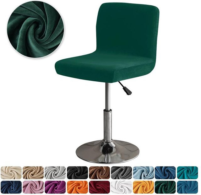 Yiran Furniture Elastischer Barstuhlbezug aus Samt in Dunkelgrün, B/T/H: 20 x 18 x 2 cm - Bild 1