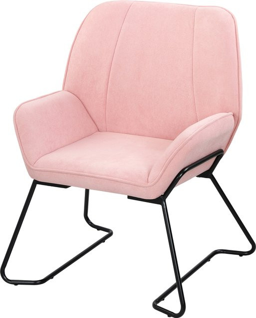 HOMCOM Moderner Loungesessel aus Samt mit Metallbeinen in Rosa - Bild 1