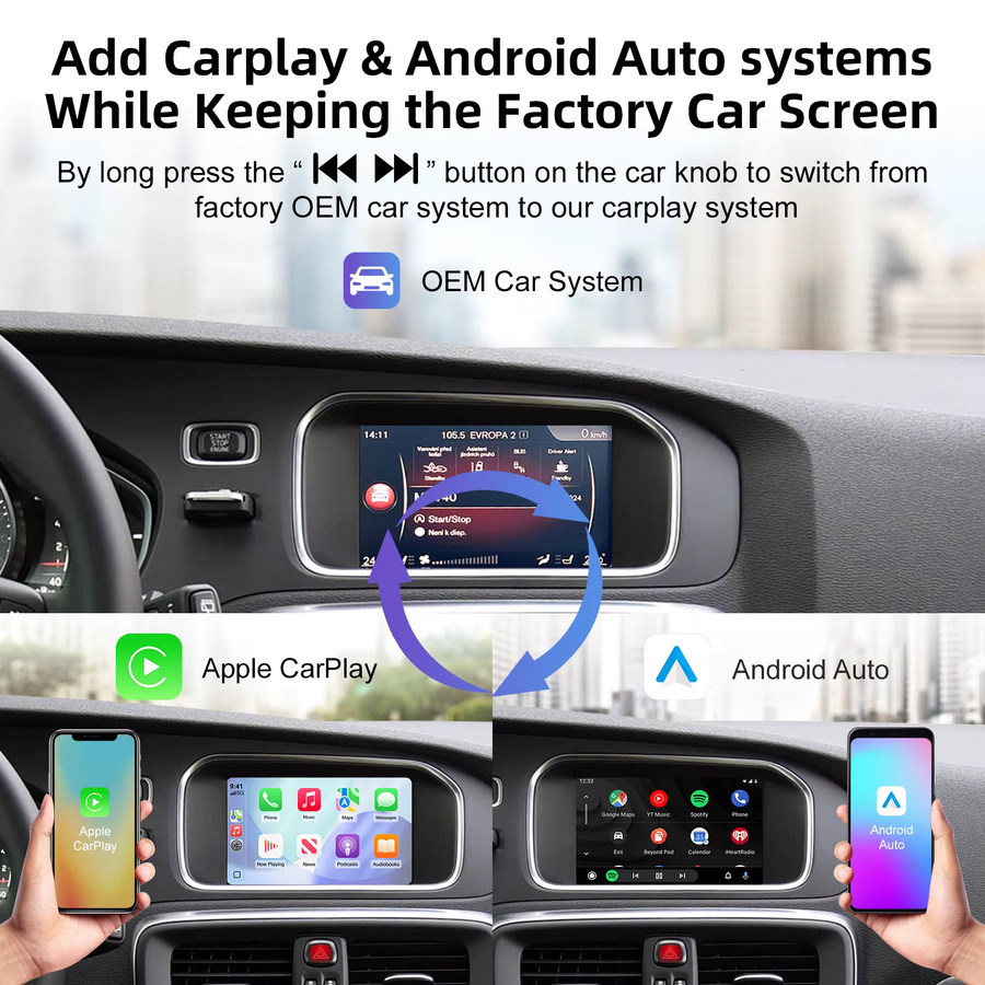 LEXXSON CarPlay und Android Auto Retrofit Kit für Volvo V40 V60 S60 XC60 S80 (2015–2018) mit 7-Zoll-Bildschirm und Decoder-Box - Bild 4