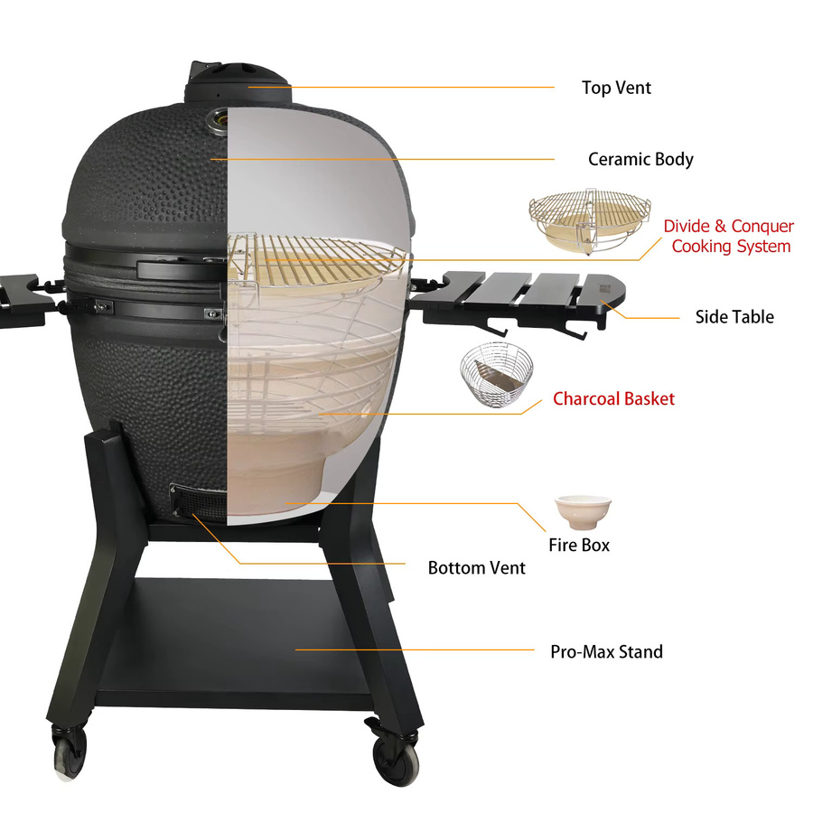 AUPLEX XXL Kamado Joe Keramik-Grill in Blau mit Edelstahl-Details, B/T/H: 143,8 x 130,6 cm - Bild 4