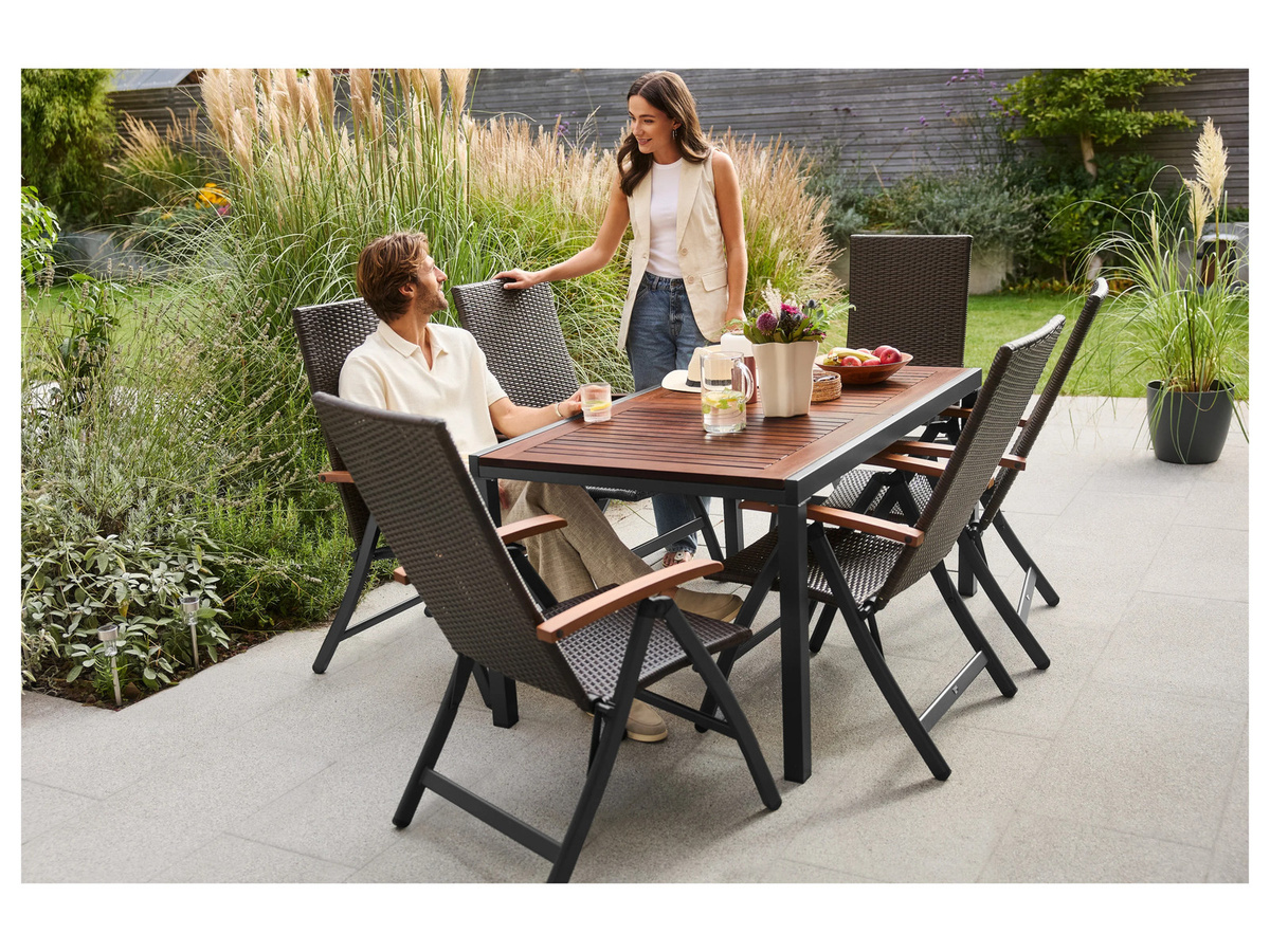 LIVARNO Alu-Gartentisch Valencia aus Aluminium und Eukalyptusholz, ausziehbar, B/T/H: 143-194,5 x 90 x 74 cm - Bild 1