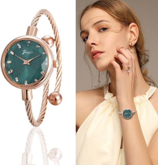 kaixinjiuhao Armbanduhr, Quarz, Edelstahl, Roségold, Grün, Damen - Bild 1