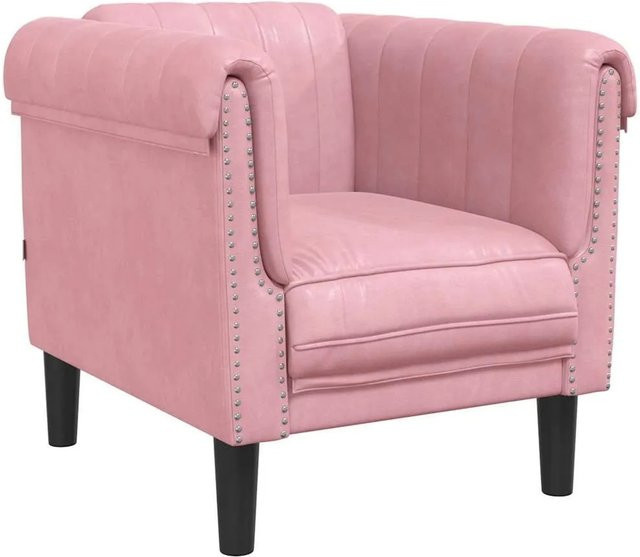 vidaXL Sessel in Rosa aus Samt mit Massivholzrahmen und Armlehnen - Bild 1
