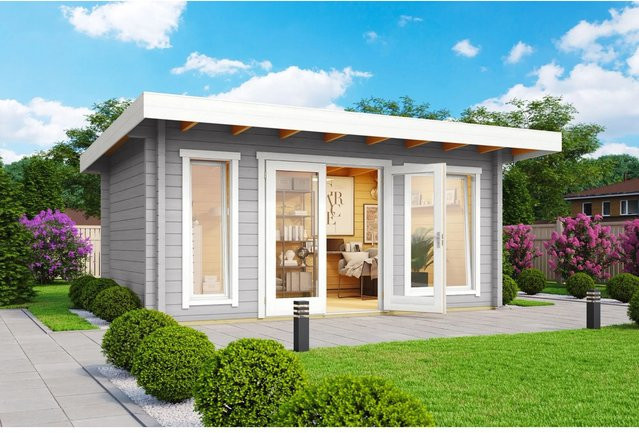 Lasita Blockbohlenhaus Dorset Gartenhaus in Grau mit Flachdach B/H/T: 510 x 238,95 x 360 cm - Bild 1