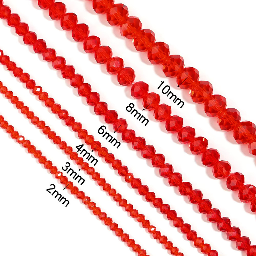 lingsai Kristallperlen, rote facettierte Glaskristallperlen, Rondelle, 3-10mm - Bild 2