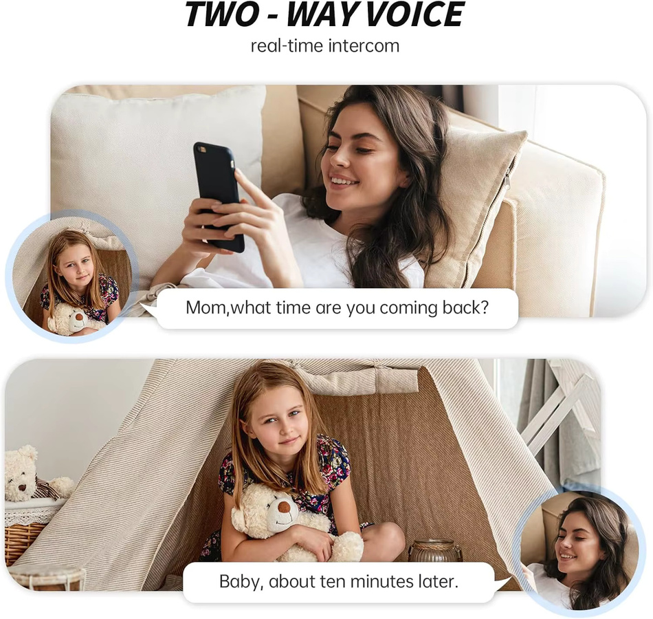 WESECUU 2K HD Innen-Sicherheitskamera mit Dual-Band WiFi, Schwenk-Neige-Funktion, IR-Nachtsicht, Bewegungserkennung und Zwei-Wege-Audio als Baby- oder Tier-Monitor, Alexa-kompatibel - Bild 4