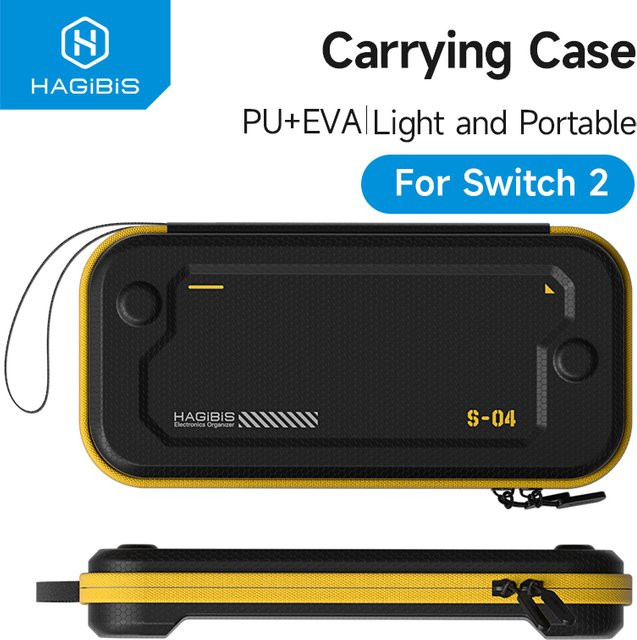 Hagibis Tragetasche für Switch 2 aus PU-Leder mit 10 Spielkartenfächern in Weiß und Gelb - Bild 1